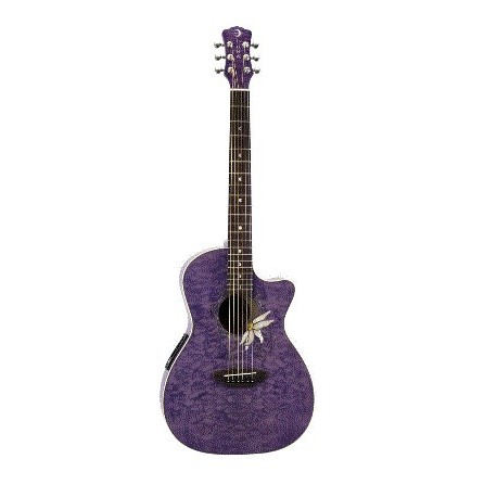 Guitarra Electroacustica Luna Flora Passionflower Purpura (FLO PF QM) - Envío Gratuito