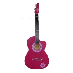 Guitarra Acustica Rockera La Española Rosa Con Flores