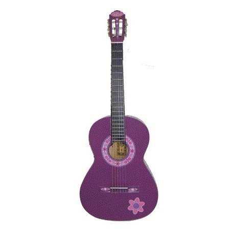 Guitarra Acustica La Española Morada Con Flores - Envío Gratuito