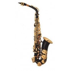 Saxofon Alto Silvertone Mib Negro con Llaves y Pabellon Doradas (SLSX020)